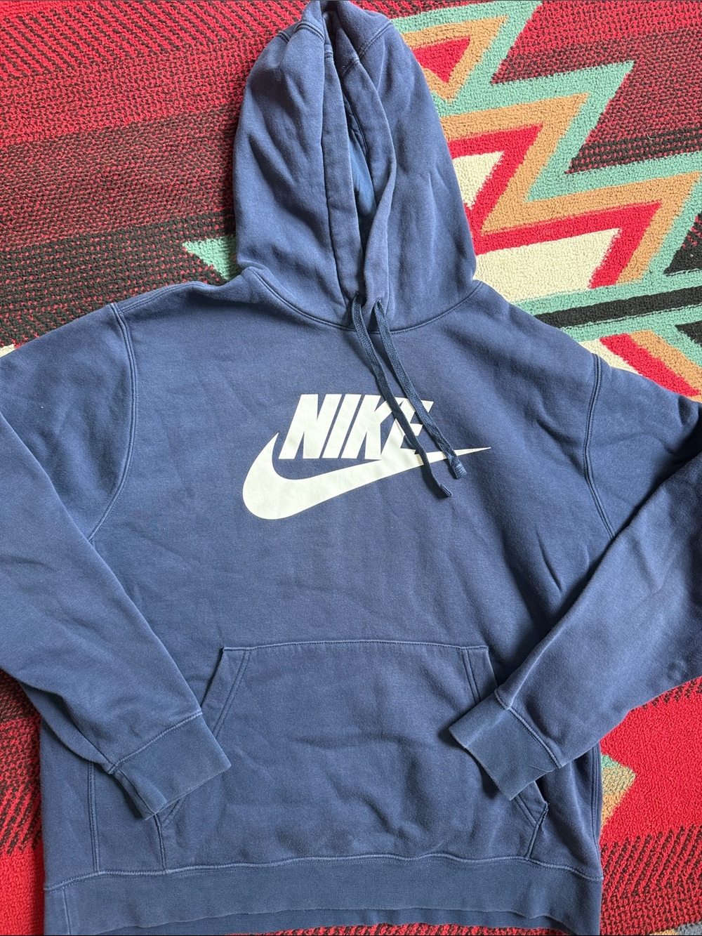Nike Navy Blue Crewneck Hoodie with White Swoosh Logo
